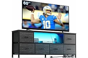 Lulive 55" TV Stand for Bedroom Living Room, Charcoal Black