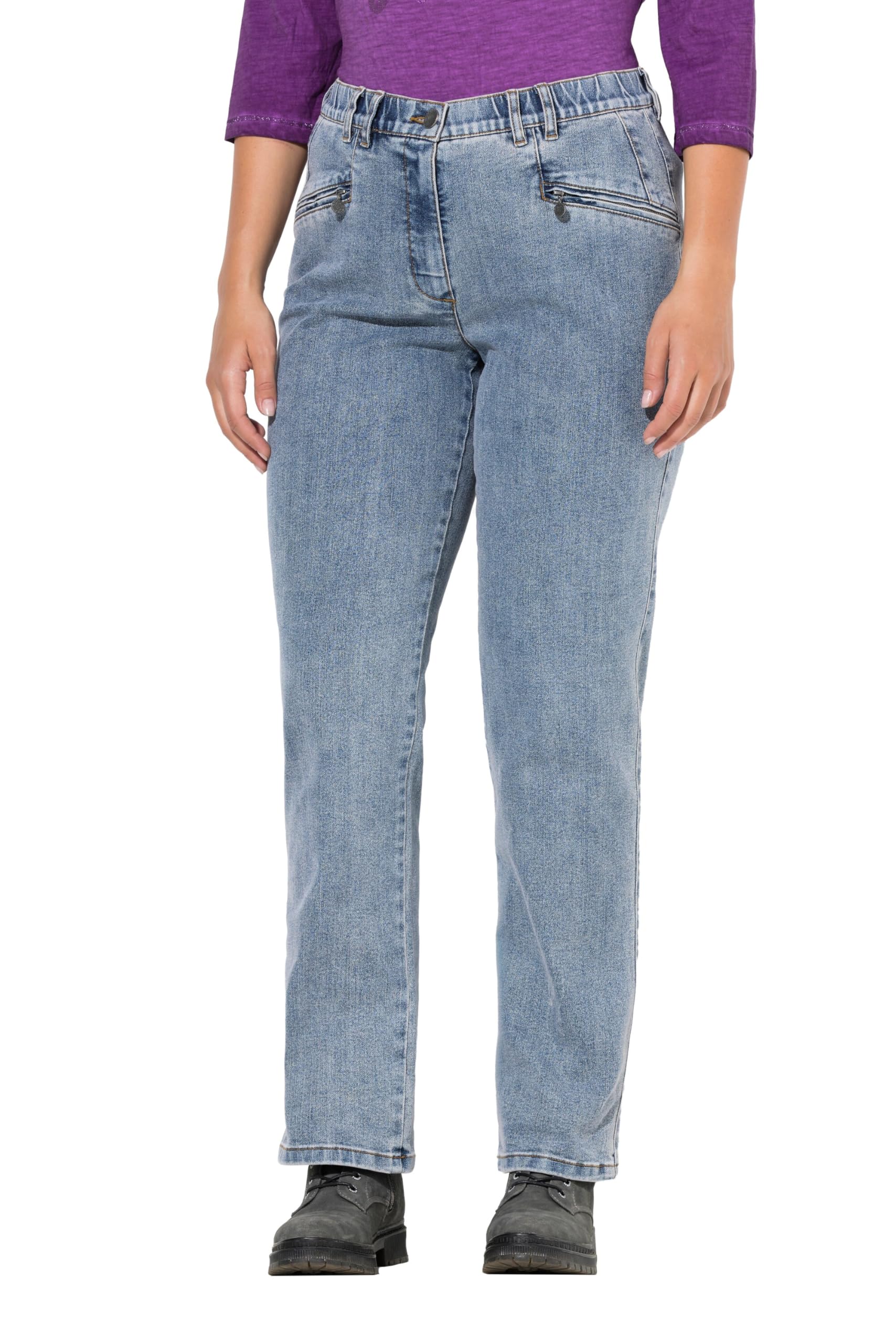 Ulla Popken Damen große Größen Übergrößen Plus Size Jeans Mony, konisches Bein, Komfortbund, Zipptaschen 845526