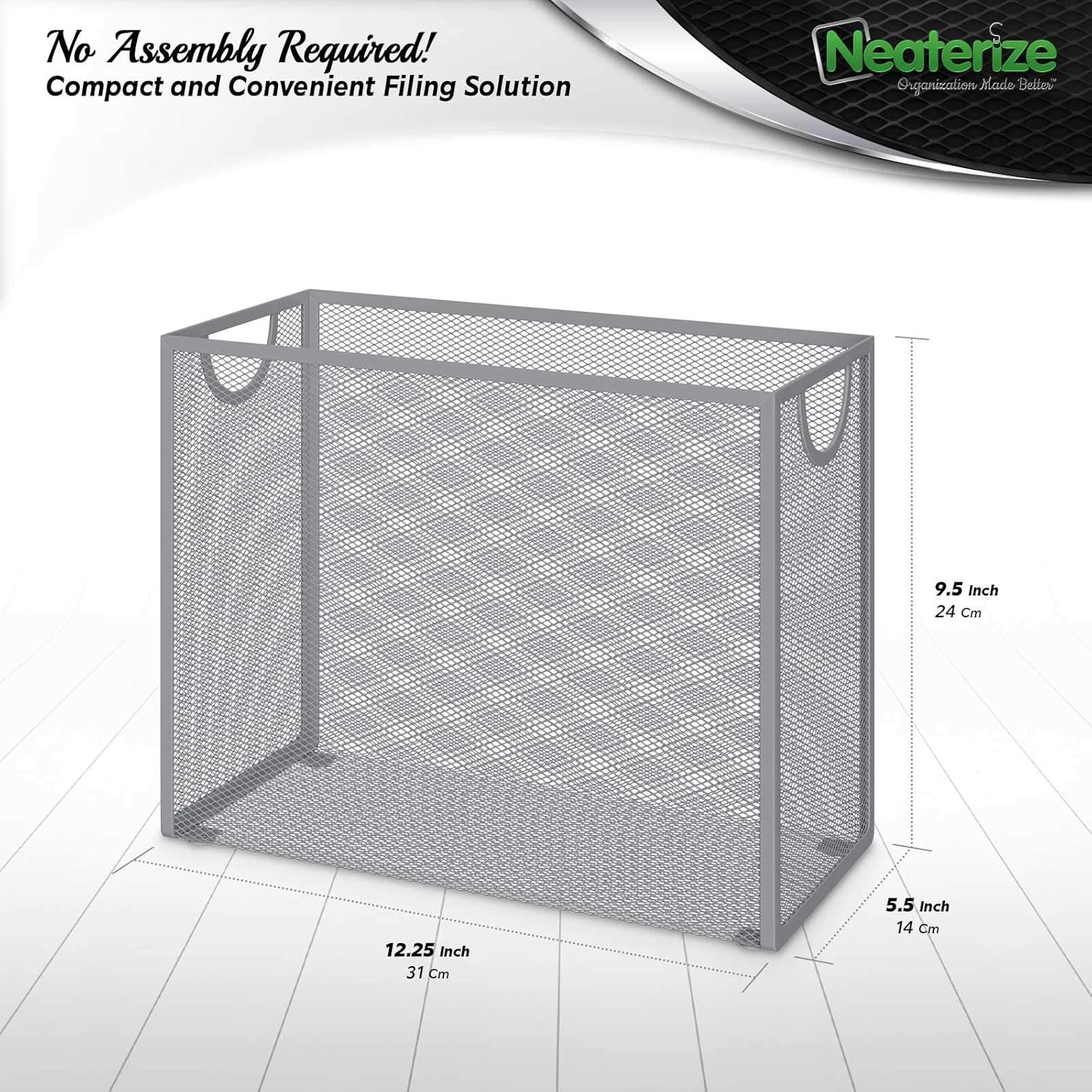 Hanging File Organizer. Heavy Duty Letter-Size Desktop File Holder Box for Filing Folder Storage. Includes 5 Hanging Folders.(Gray) : Office Products