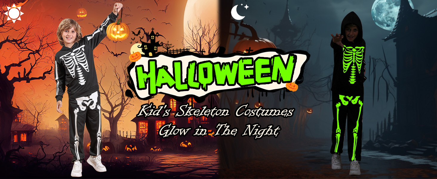 Disfraz De Halloween De Esqueleto Para Niños Y Niñas – Conjunto De Dos Piezas Suave Y Cómodo Para Fiestas Y Truco O Trato