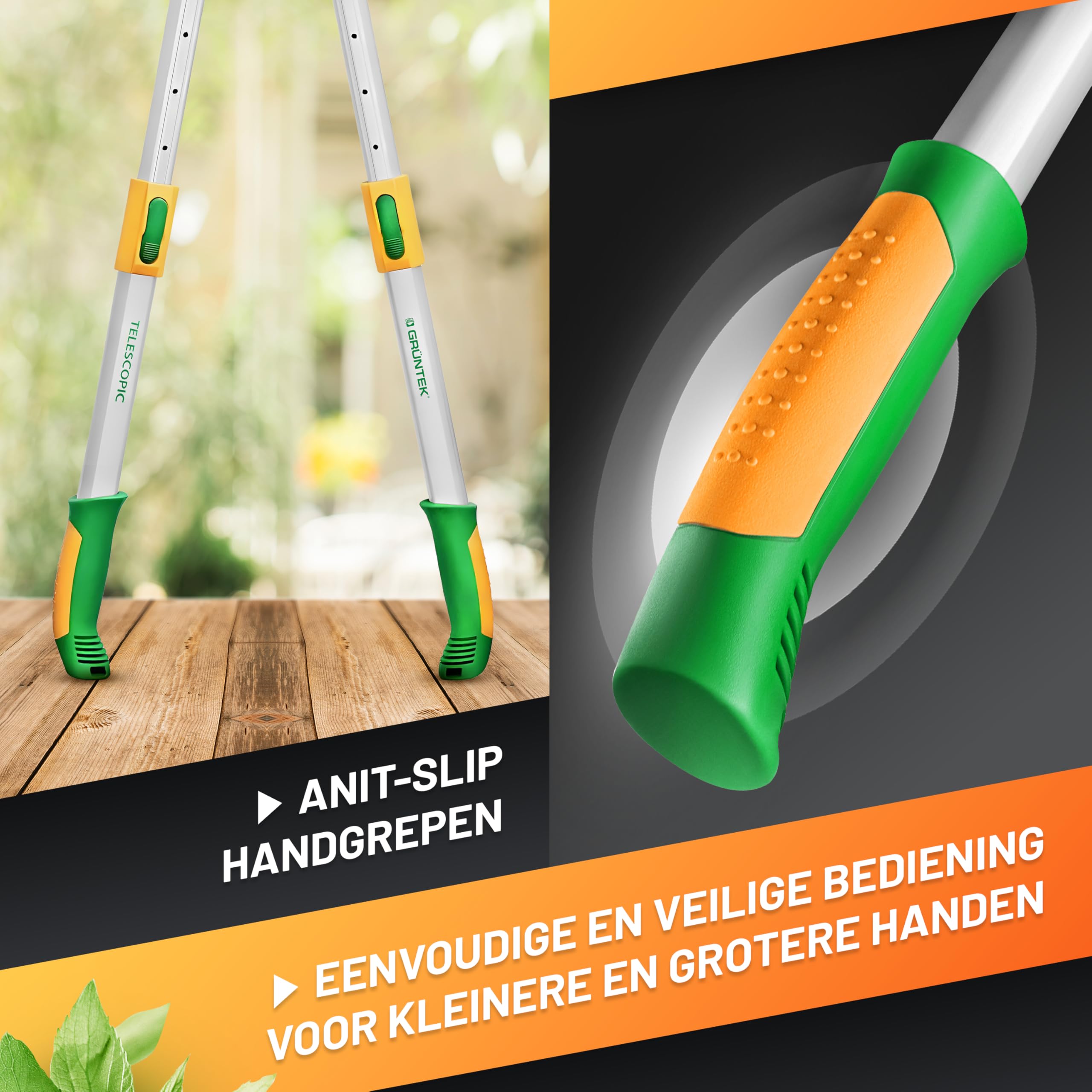Recalma Takkenschaar Telescopisch 50 tot 82 cm, Hand Takkenschaar Knipdiameter 44, Snoeiscchaar met Papegaaienbek, Ergonomische Handgrepen, Oranje