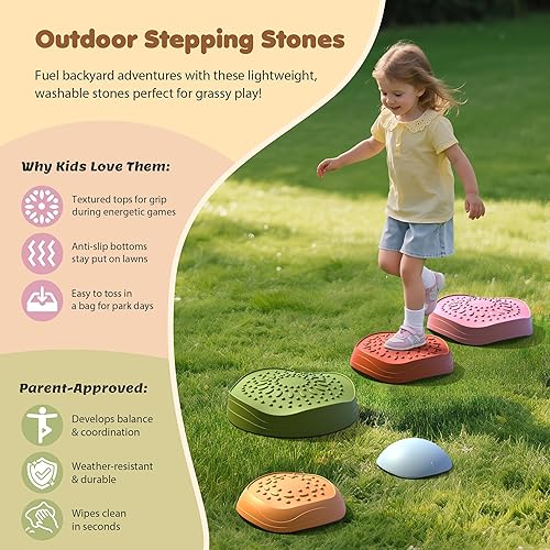 Miniatura 3 de 5 piedras de equilibrio de plástico antideslizantes que desarrollan la coordinación y las habilidades motoras, juguetes sensoriales de carrera de