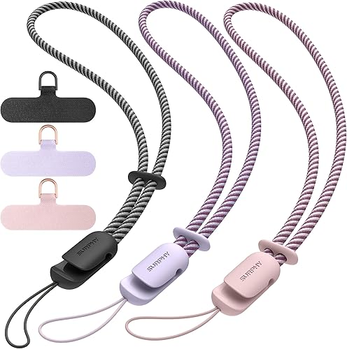 Miniatura 26 de SURPHY Paquete de 3 correas de muñeca para teléfono con lengüeta de sujeción para teléfono celular, correa para teléfono celular, correa para A-