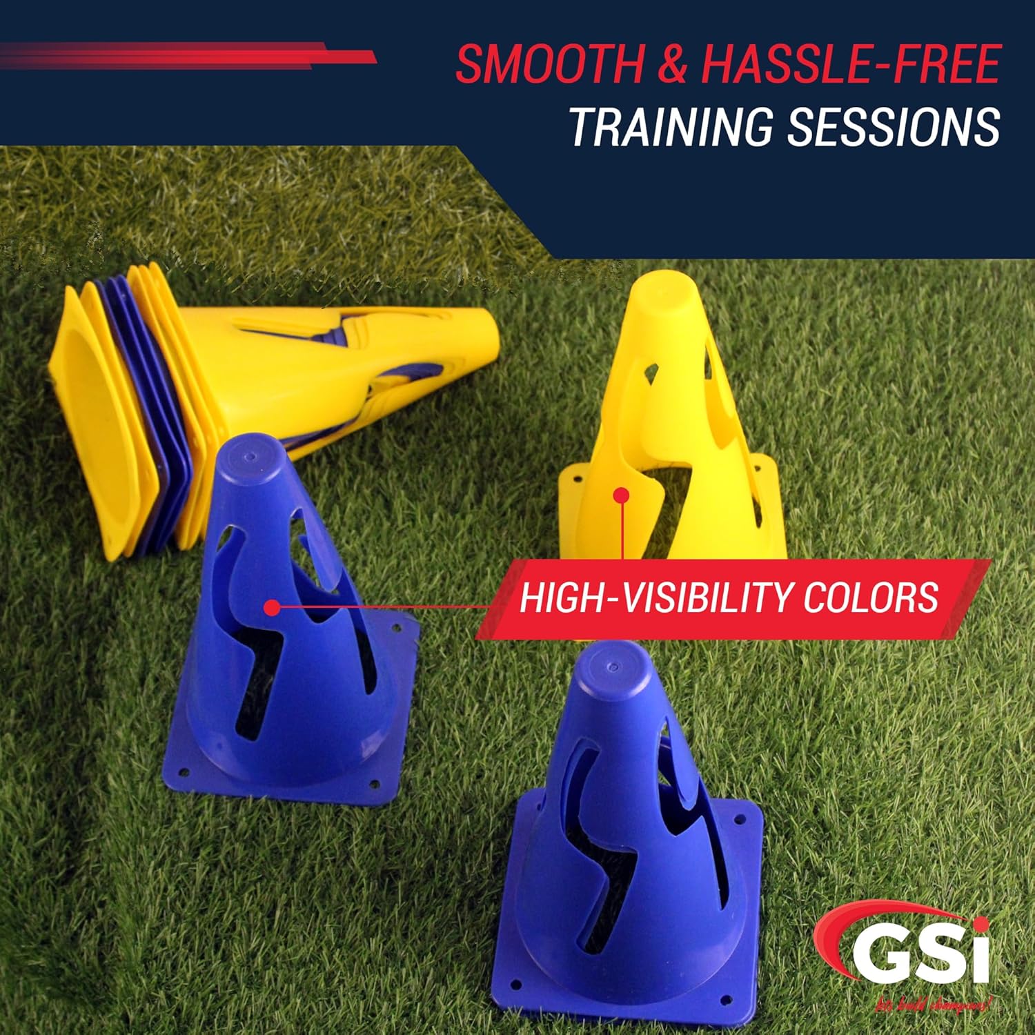 GSi Hurdle Training Cones | Multi Pack Sets | Dual Purpose Agility Cones with Holes | Ideal for Soccer, Kids, Dog, and Sports Training