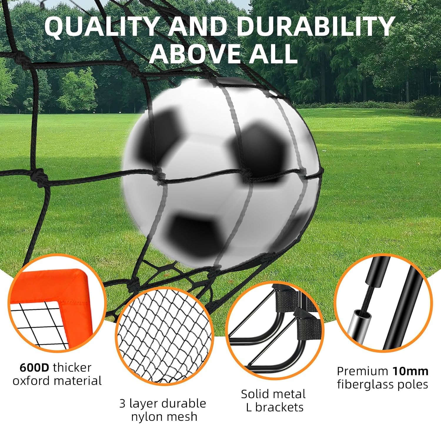Soccer Goal, Soccer Goals for Backyard, 6x4ft Portable Pop Up Soccer Net Set, Soccer Training Equipment with Soccer Ball, Ladder and Cones