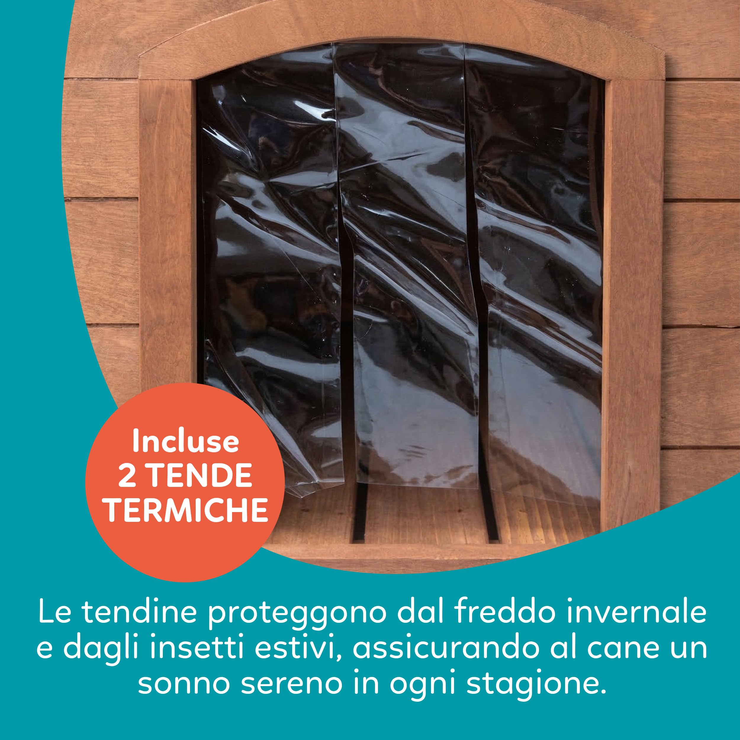 AqpetFriends Baita Cuccia in Legno da Esterno per Cani con Tetto Apribile e Tende Termiche incluse, Medium 104x68x75 h