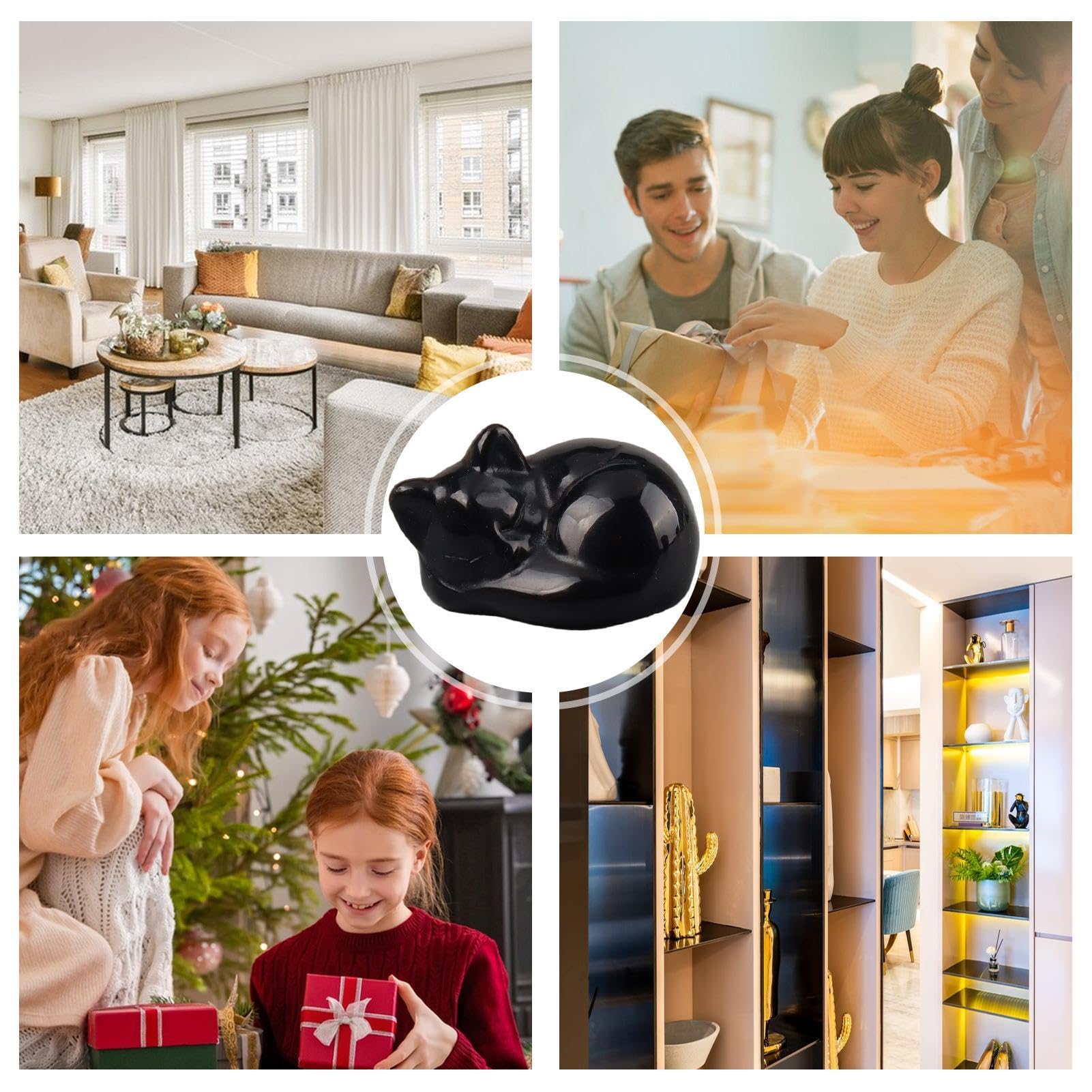 Amazon.co.jp: 猫の形の石、クリスタルの猫の置物 - 猫の像彫刻石置物