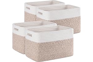 4 Pack Woven Baskets for Storage Rectangle
