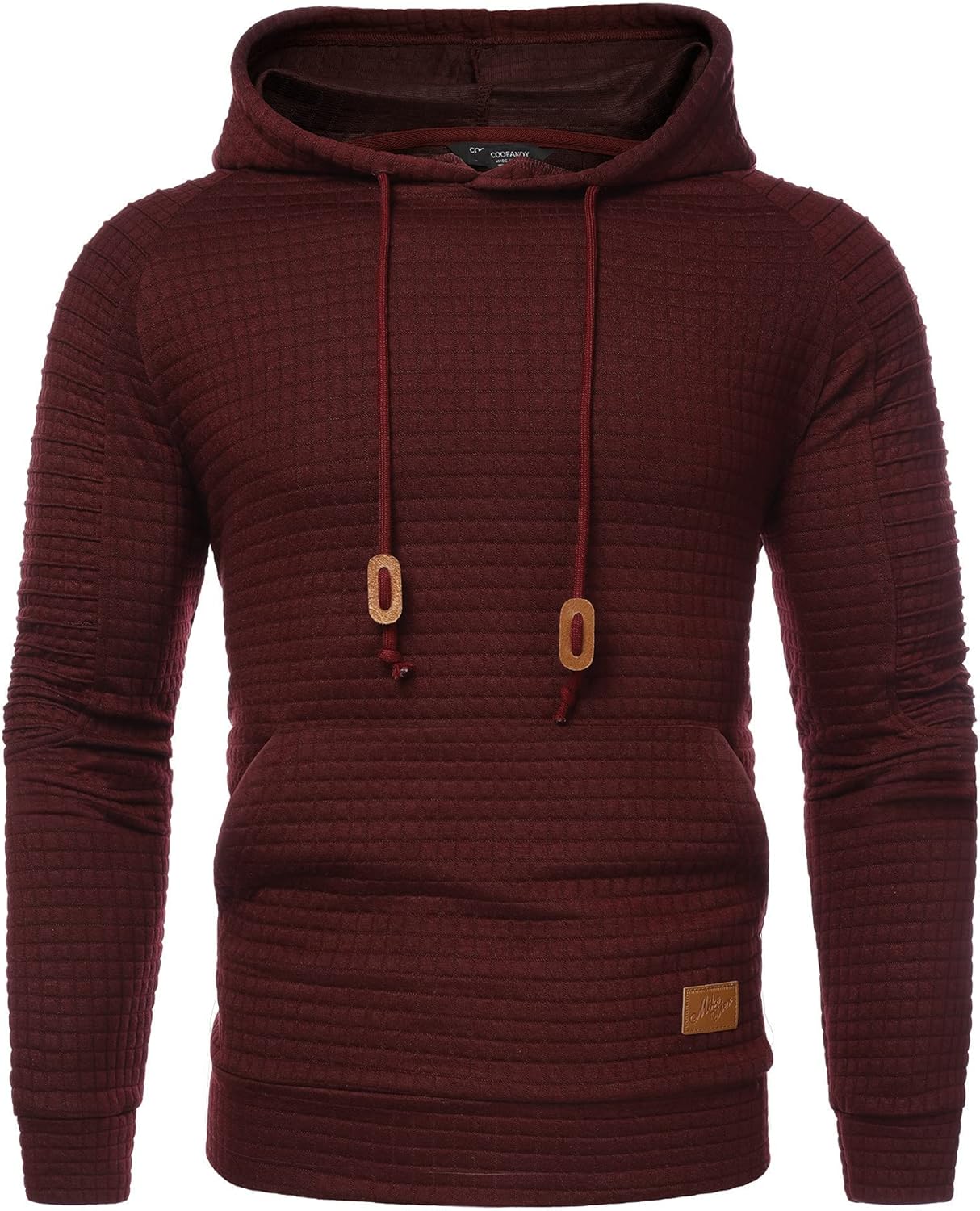 COOFANDY Mens Hoodies Pullover Casaul Long Sleeve Drawstring Waffle Knit Hooded Sweatshirt with Kanga Pocket - Image 7