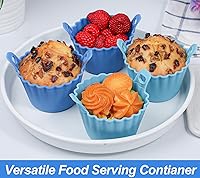 Vista 6 de Koluti Juego de 4 tazas de silicona reutilizables para hornear, molde antiadherente para muffins y cupcakes con doble asa, sin BPA, pequeños forros