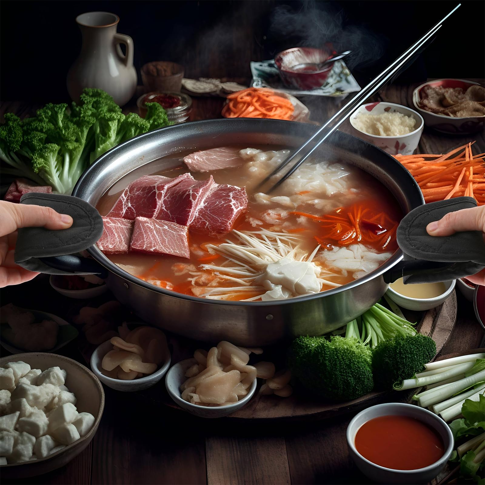 Lot De 2 Housses De Poignée De Poêle En Fonte Résistantes à La Chaleur, Lavables En Machine (rayées