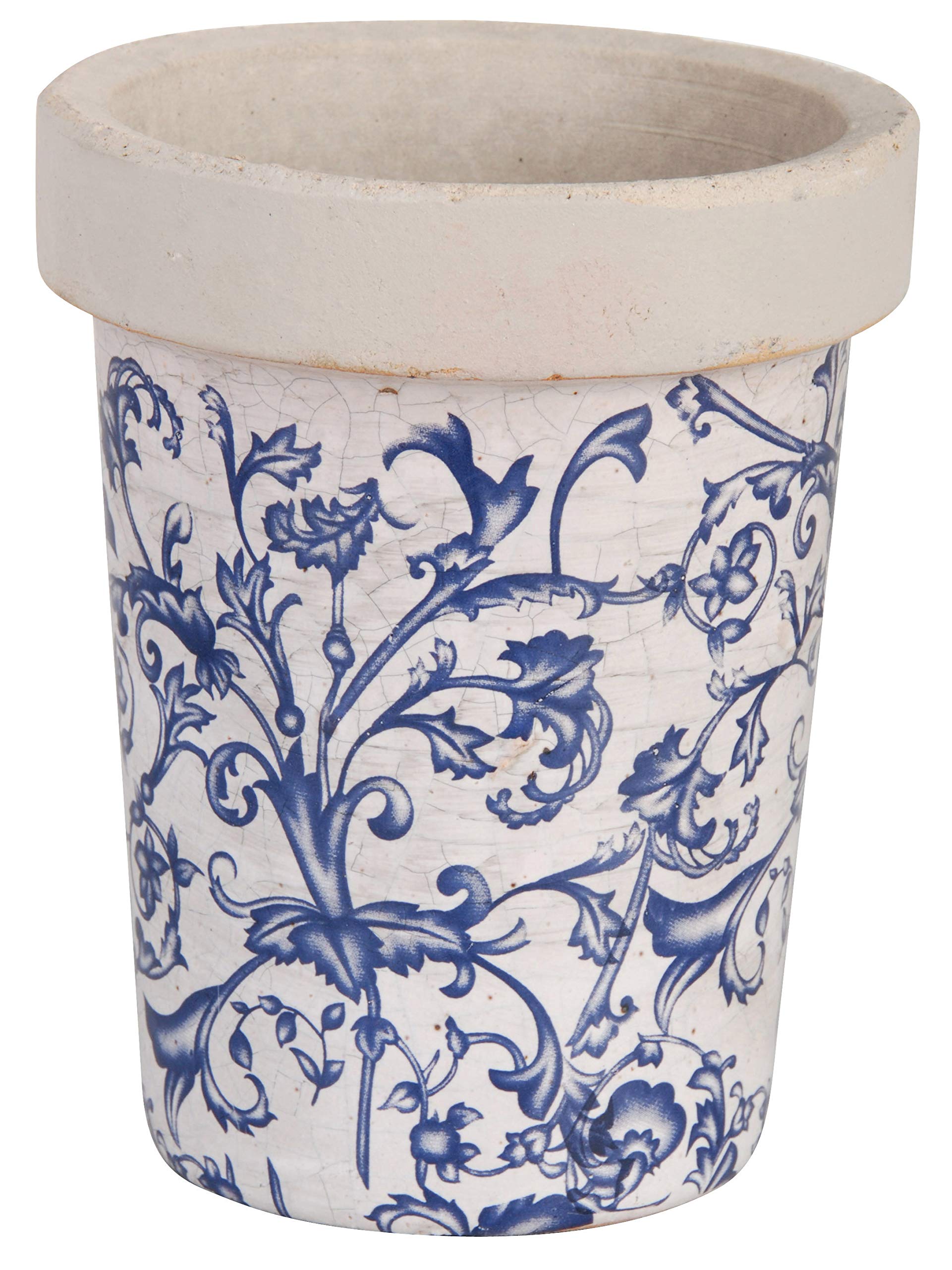 Esschert Multicolor Long Tom Round Pot Planter In Blue/White