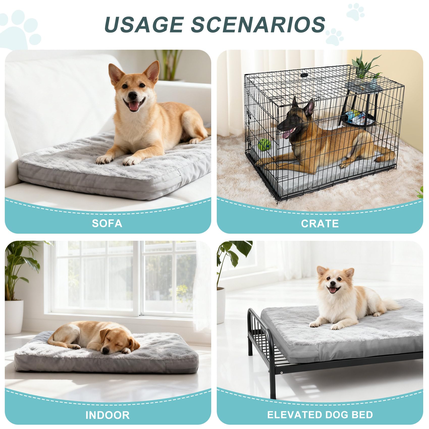 Explore Land Waterproof Dog Bed Cover Machine Washable Fluffy Dog Bed Replacement Cover for 42 Inch Crate, 40Lx27Wx4H inch, Gray - image 6
