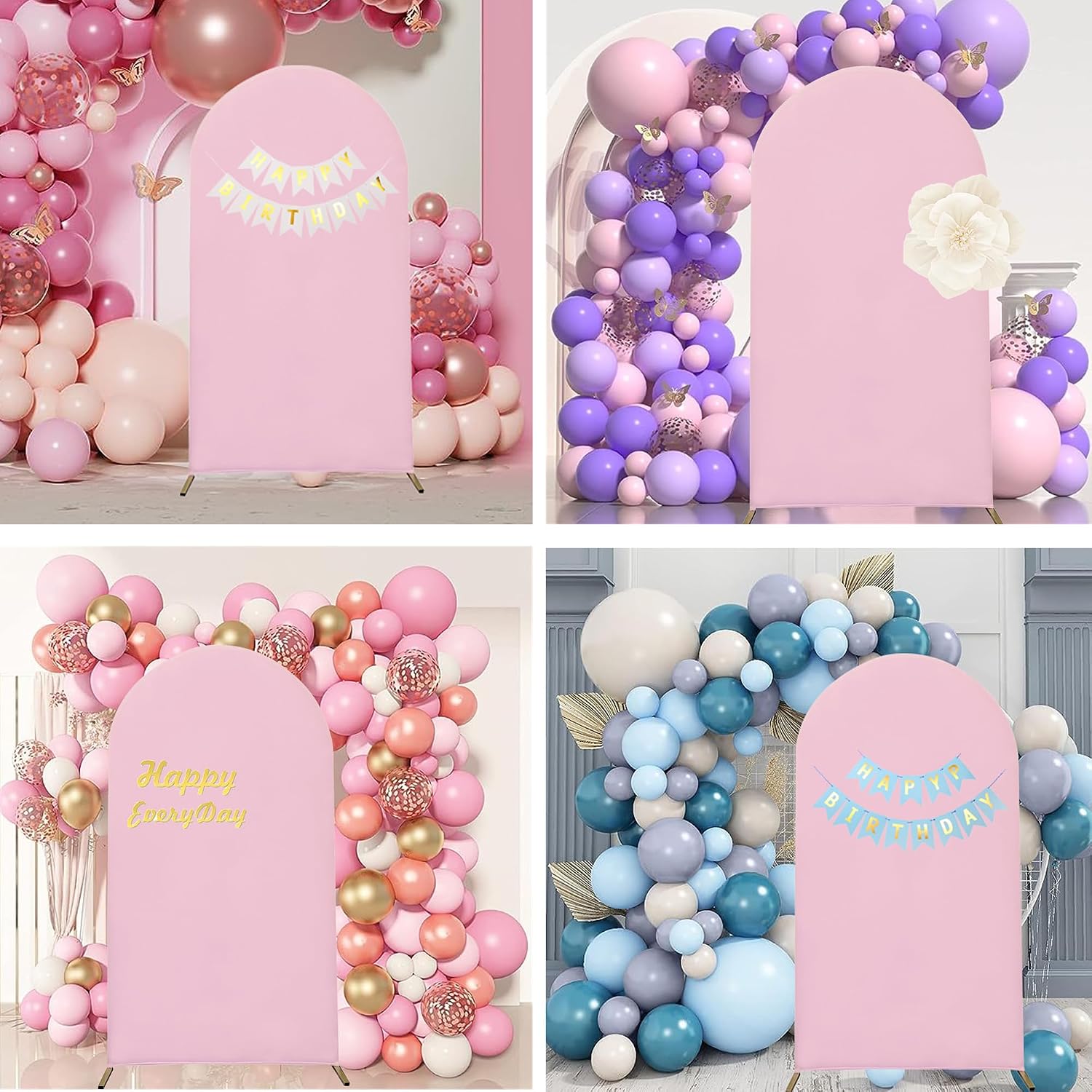 7.2FT Wedding Arch Cover Spandex Fitted Stretchy Arch Stand Covers,2-Sided Round Top Chiara Backdrop Cover for Party Birthday Ceremony Banquet Baby Shower Banquet Arch Decoration(Pink)