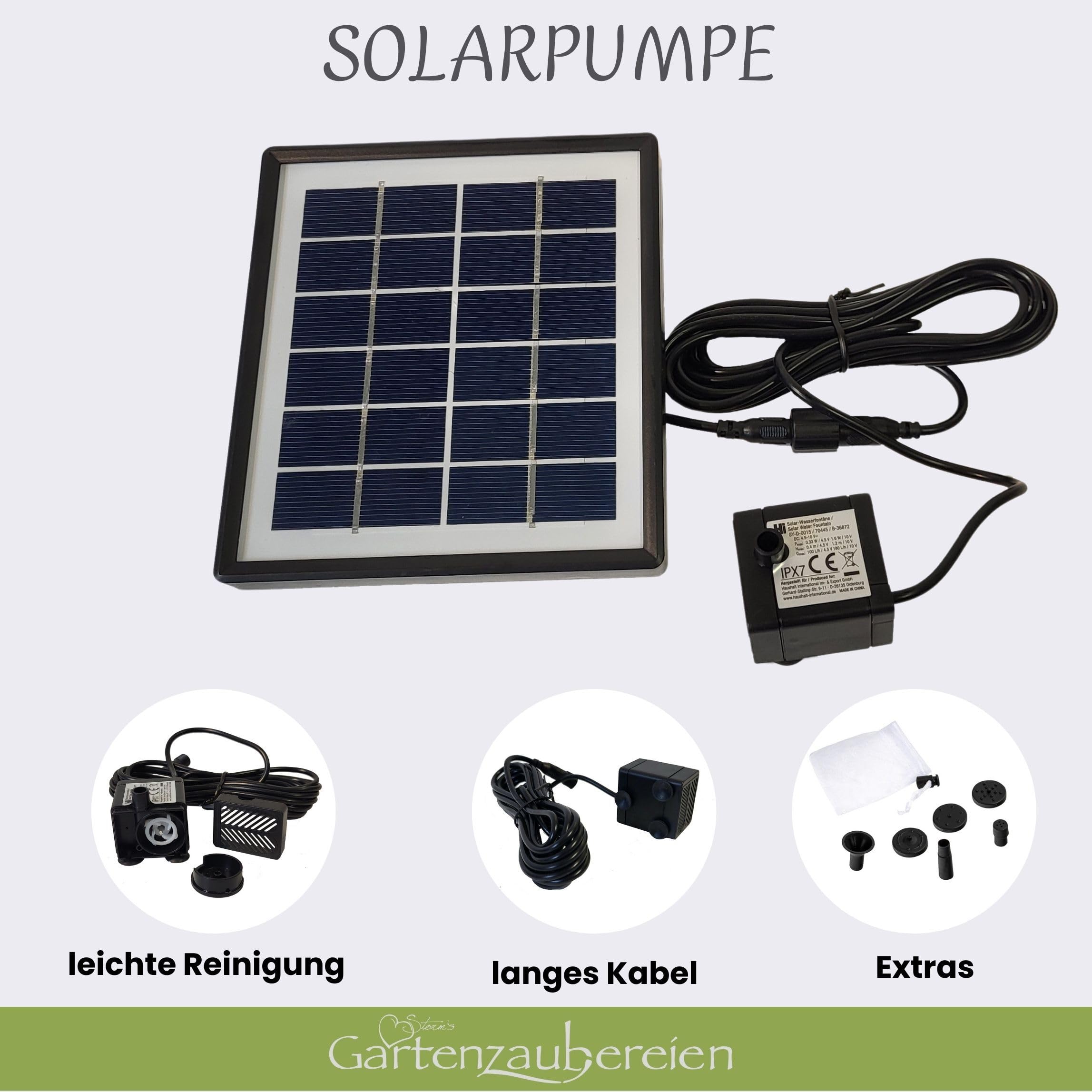 Storm's Gartenzaubereien Wasserspeier Drache - Teichfigur mit Solarpumpe 14,5cm aus Keramik als Teich- oder Miniteichdeko