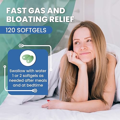 Miniatura 5 de Berkley Jensen Cápsulas blandas extra fuertes para alivio de gases, de acción rápida y efectiva, 125 mg de simeticona, cápsulas blandas - Malestar