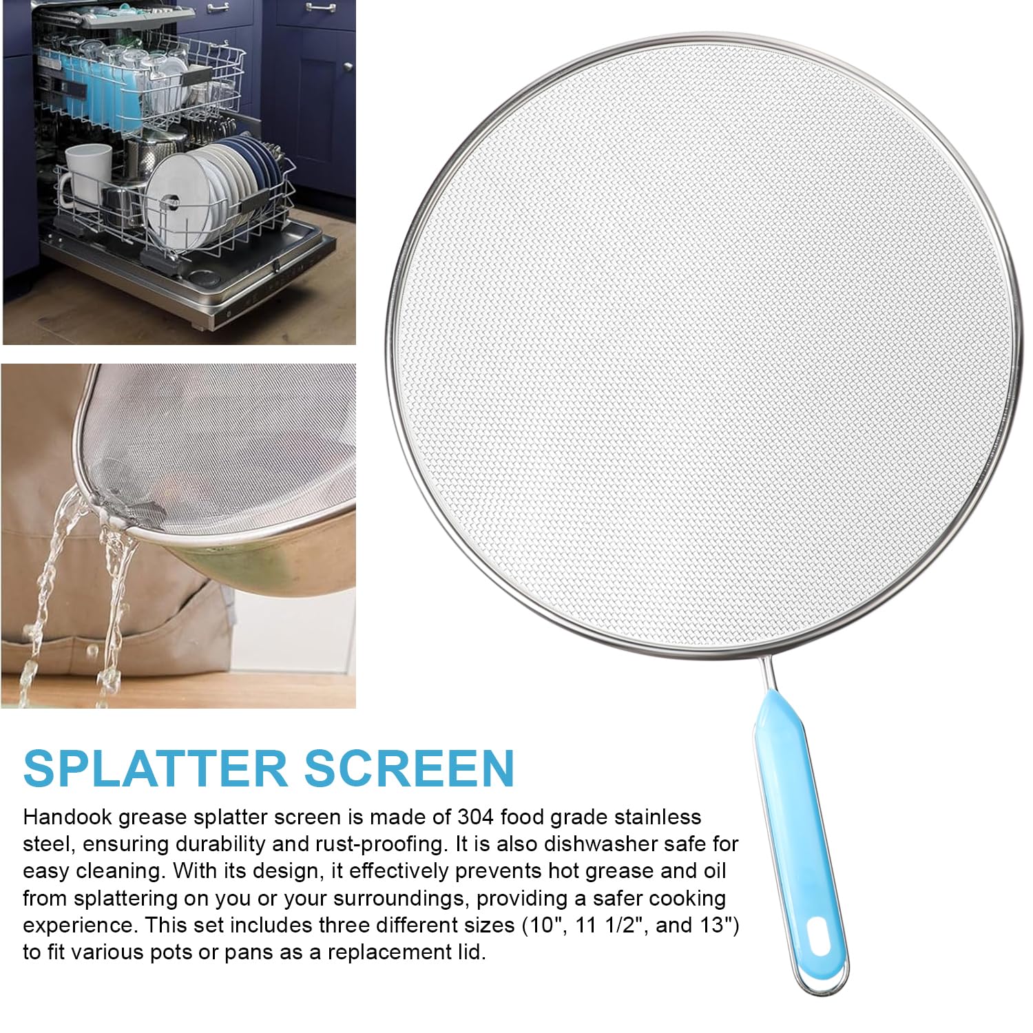 Pfannen Spritzschutz Pfanne Spritzschutz für Pfannen Pfannenspritzschutz Universal Edelstahl Fettspritzern Frying Pan Splatter Guard Haut vor Ölspritzern Schützen zum Kochen Braten 29CM
