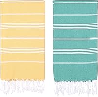 Vista 120 de Oversized Turkish Beach Towel 38’’x71’’ - Set of 2 100% Turkish Cotton Lightweight Sand Free Quick Dry Pool Towels Extra Large Bath Towels for