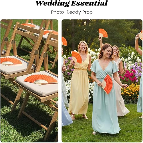 Miniatura 10 de JOHOUSE 12 abanicos de papel blanco de mano – Ventilador de mano plegable de 8.3 pulgadas, ventiladores plegables de mano para mujeres, ventilador