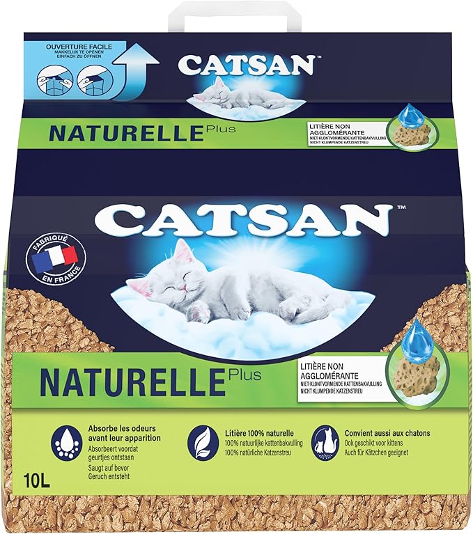 CATSAN Naturelle Plus Litière Végétale Pour Chat Sac de 10L Non