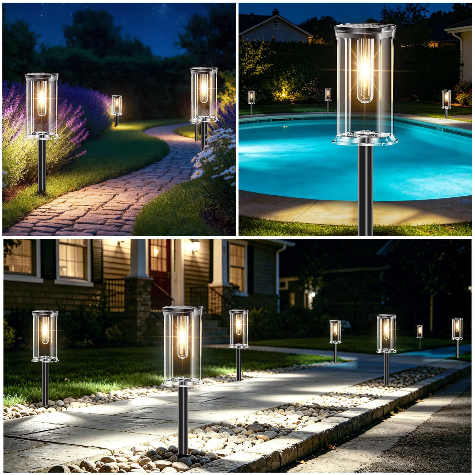 SOLARBABY Lampes Solaires Extérieur Jardin - Lot de 12 LED Blanc Chaud, Lampe Solaire Jardin IP65 Étanche, Éclairage Jardin Solaire Auto, Lampes Solaires Décoratives pour Allée Chemin Pelouse Piscine