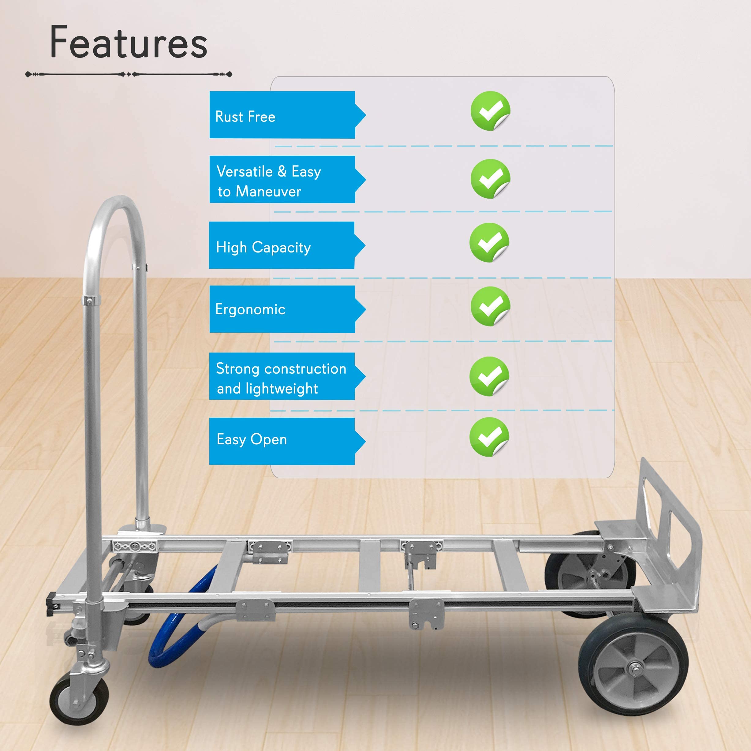 HaulPro Fully Assembled Senior Convertible Hand Truck Heavy Duty Loads 1,000 lbs. Aluminum