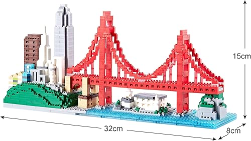 Miniatura 7 de YUJNS Architecture Skyline Collection - Juego de microbloques de San Francisco Golden Gate Bridge Building Modle Kit, regalo de juguete para niños,
