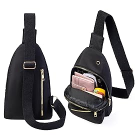 Banelu Sling Bag Crossbody Bags for Women, Small Sling Backpack Fanny Pack Cross Body Bag for Outdoors Hiking Traveling - Black