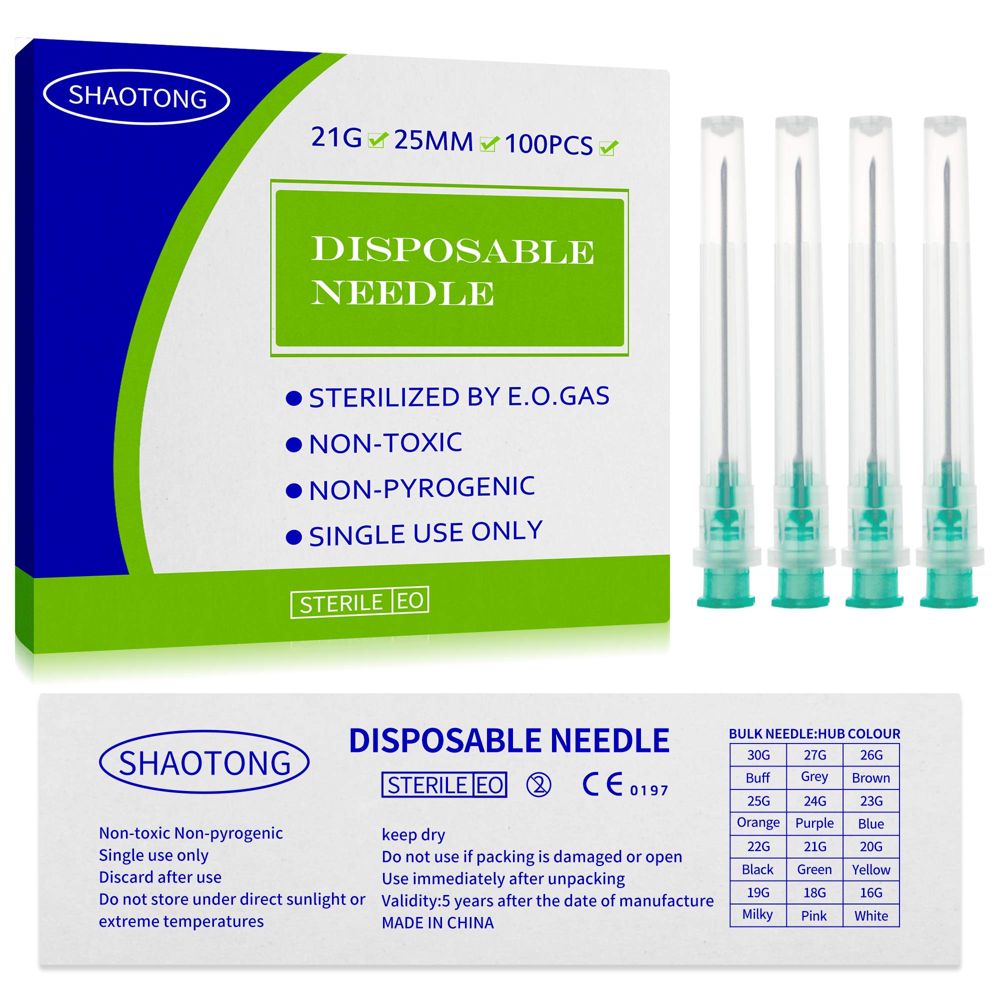 SHAOTONG21 Gauge 1 Inch Luer Lock Industrial Dispensing Accessories, Individually Packaged, Pack of 100