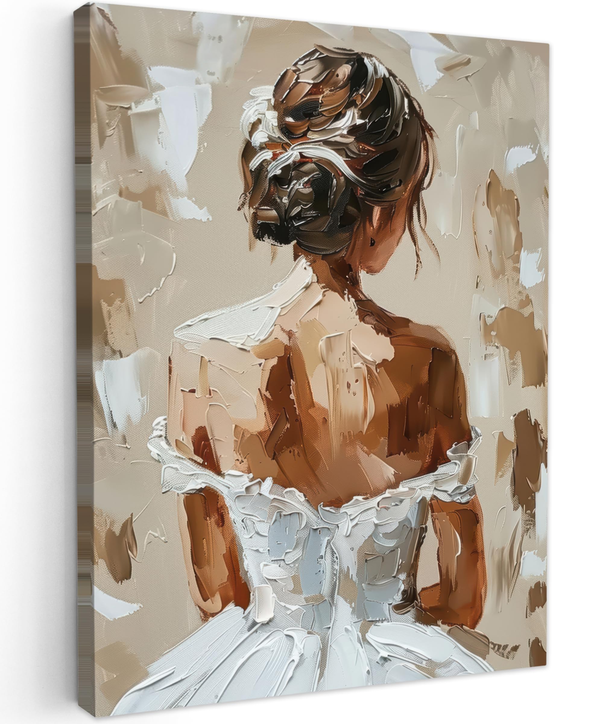 MuchoWow© Canvas Wall Art Work 24"x31" / 60x80 cm House Decoration for Living Room Home Decor Pictures Walls Woman - Paint - Abstract - Beige - Modern — image 1