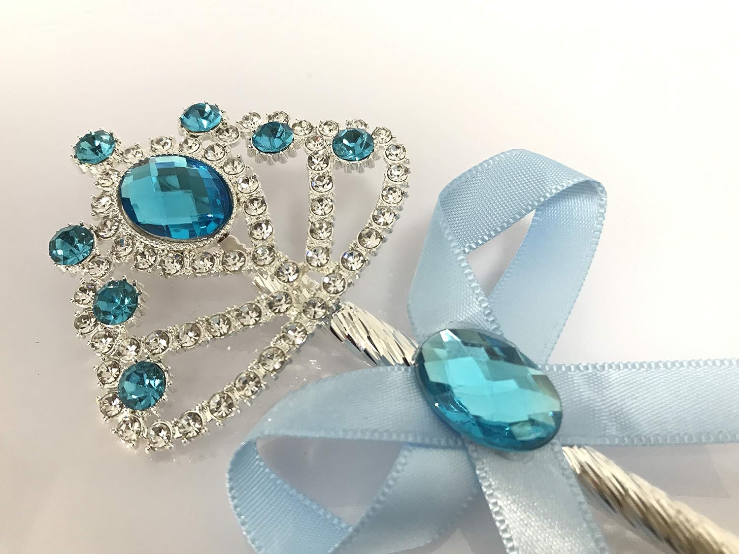 Kuzhi Frozen Elsa Crown Tiara and Wand Set ¨C Silver Heart Jewel (Crystal Blue,Metal Wand) - Image 3