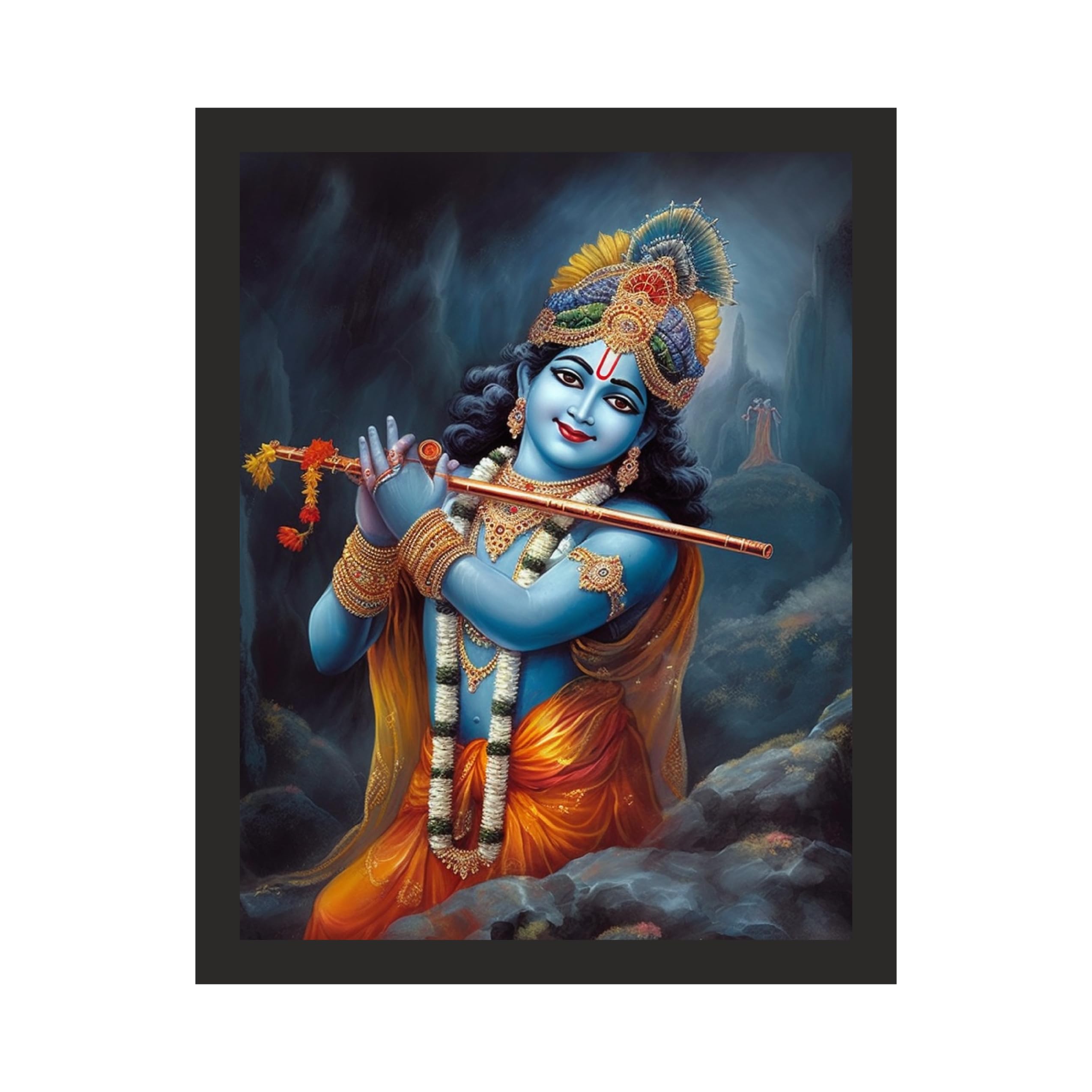 Vibrant Krishna Flute Art - 8x10