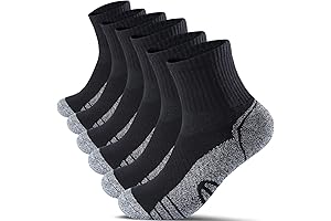 Men's 6-Pack Cotton Quarter Athletic Socks: Performance Cushioned Ankle Socks