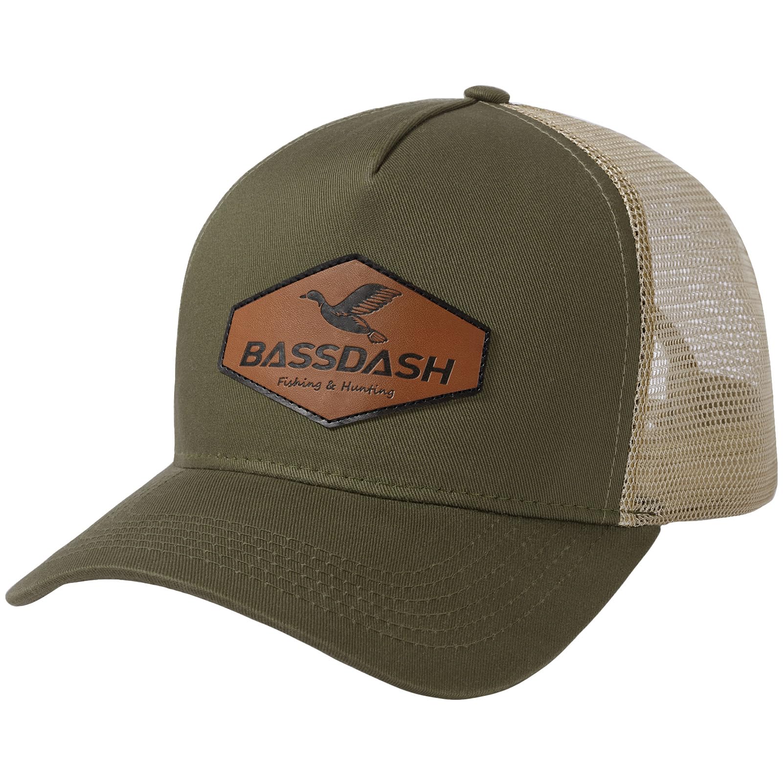 BASSDASH Trucker Hat Embroidered Patch Adjustable Baseball Cap Mesh Back Fishing Hat