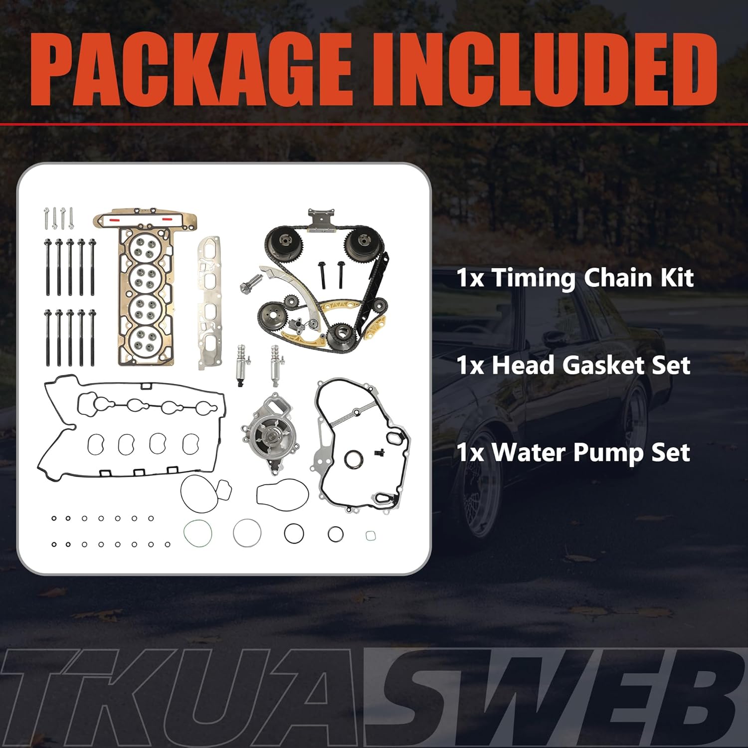 Head Gasket Set & Timing Chain Kit & Water Pump Fit For Buick Regal Verano LaCrosse Chevrolet Equinox Captiva Sport Malibu Impala GMC Terrain 2.4 L4 2010-2017 9-4201S HS26517PT 12630084