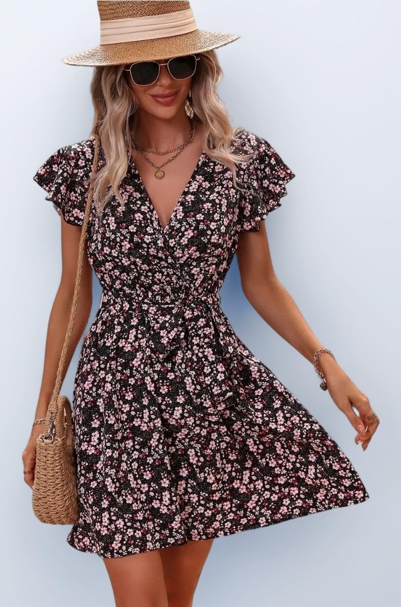 GRECIILOOKS Summer Dresses for Women – Short One Piece A-Line Midi Dress | Lightweight Vacation Wear & Daily Casual Outfit