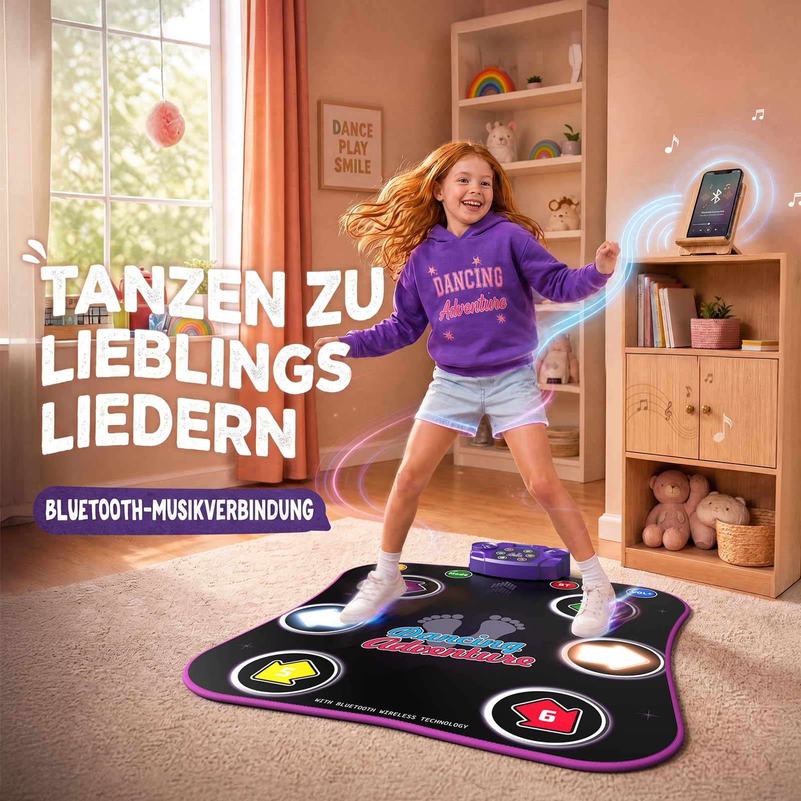 Hot Bee Tappetino da Ballo Bambini 3 4 5 6 7 8 9 Anni, Regali Bambini 3-12 Anni, Tappetino da Ballo Musica con Bluetooth, Giocattoli Bambini da 3 4 5 6 7 8 9 Anni
