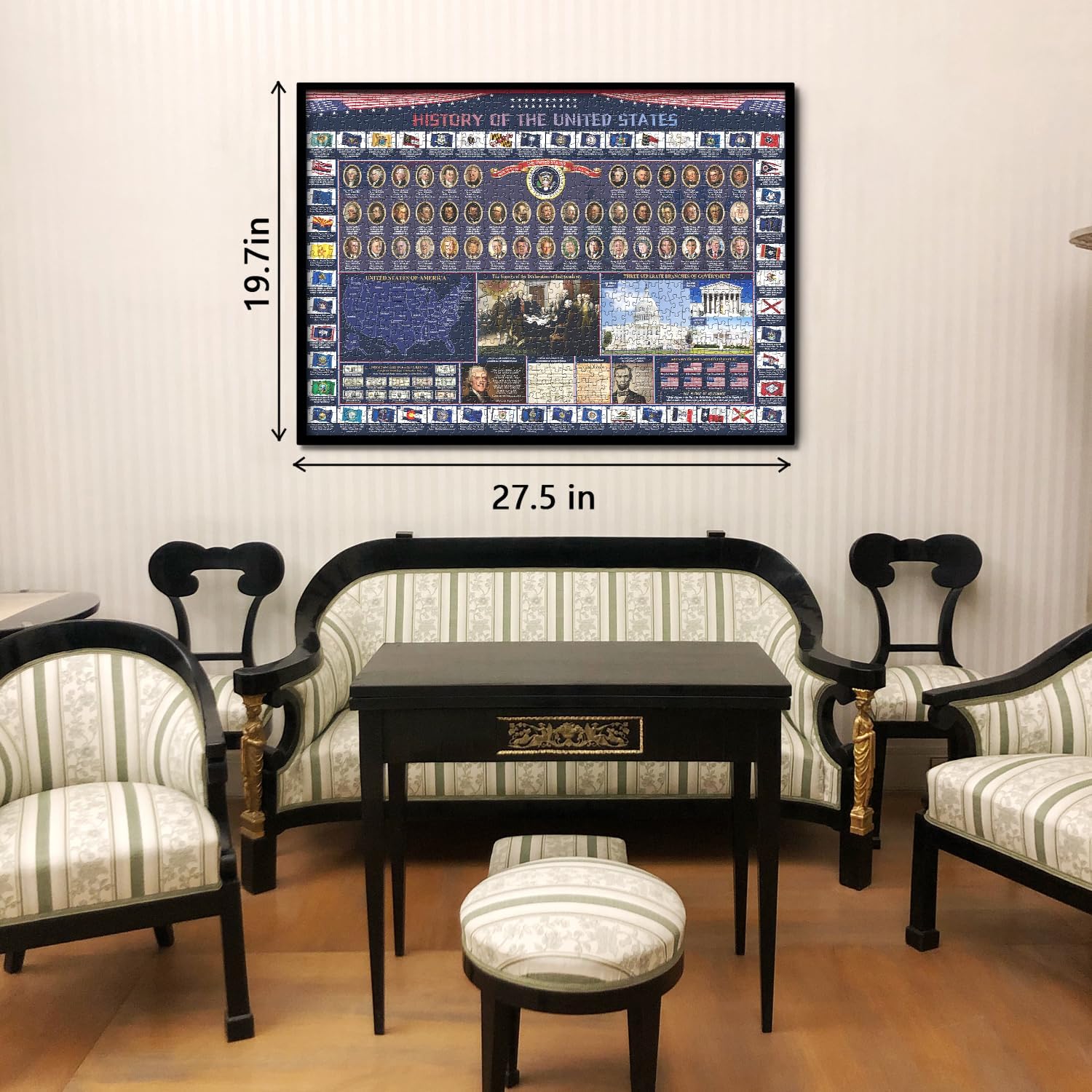 American History 2025 Jigsaw Puzzles 1000 Pieces, United States Puzzles for Adults Featuring USA Map, Presidents, Flag, American President Puzzle as History Home Decor