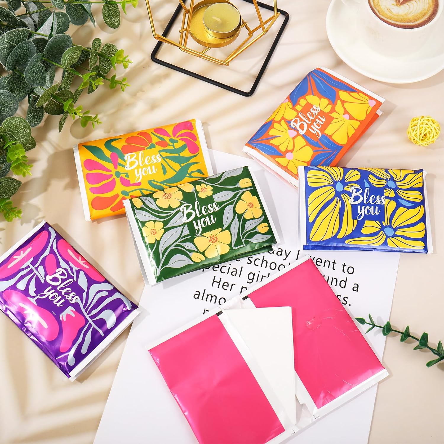 JarThenaAMCS 12 Pack Bless You Travel Pocket Tissues 8 Count 3 Ply Floral Facial Tissues Individual 96 Sheets Christian Bible Verse Gift for Homeless Care Holiday Party Supplies