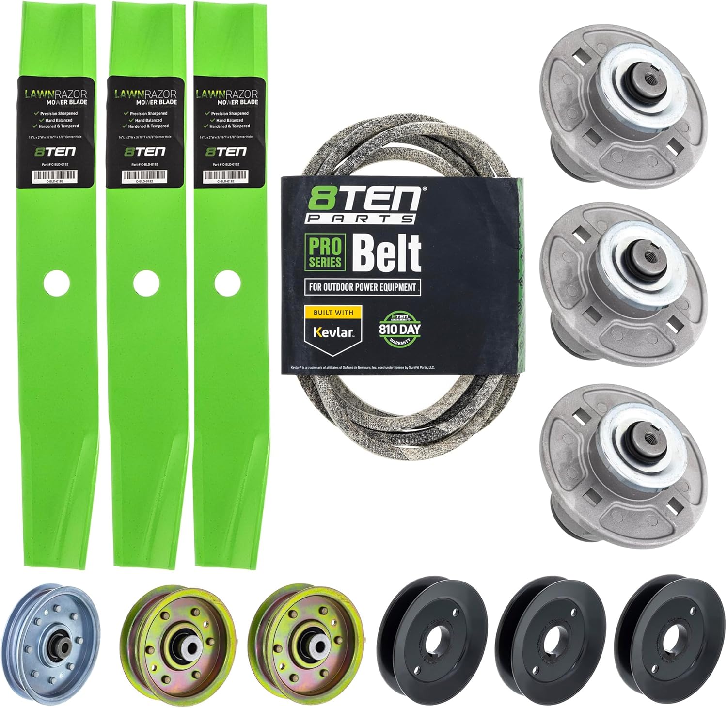 8TEN Deck Blade Spindle Belt Pulley Idler Rebuild Kit for Ariens Gravely ZT Zoom 1540 40-Inch 51510000 03498400 01593800