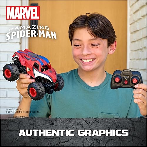 Vista 2 de Monster Jam, Marvel The Amazing Spider-Man RC Monster Truck, 1:24 Scale, Kids Toys for Boys and Girls Ages 4 and up