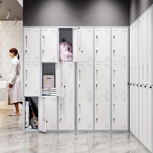 Vista 126 de Letaya Armario de almacenamiento de metal para empleados, armario organizador de acero con cerradura de 1 puerta para trabajo, escuela, gimnasio