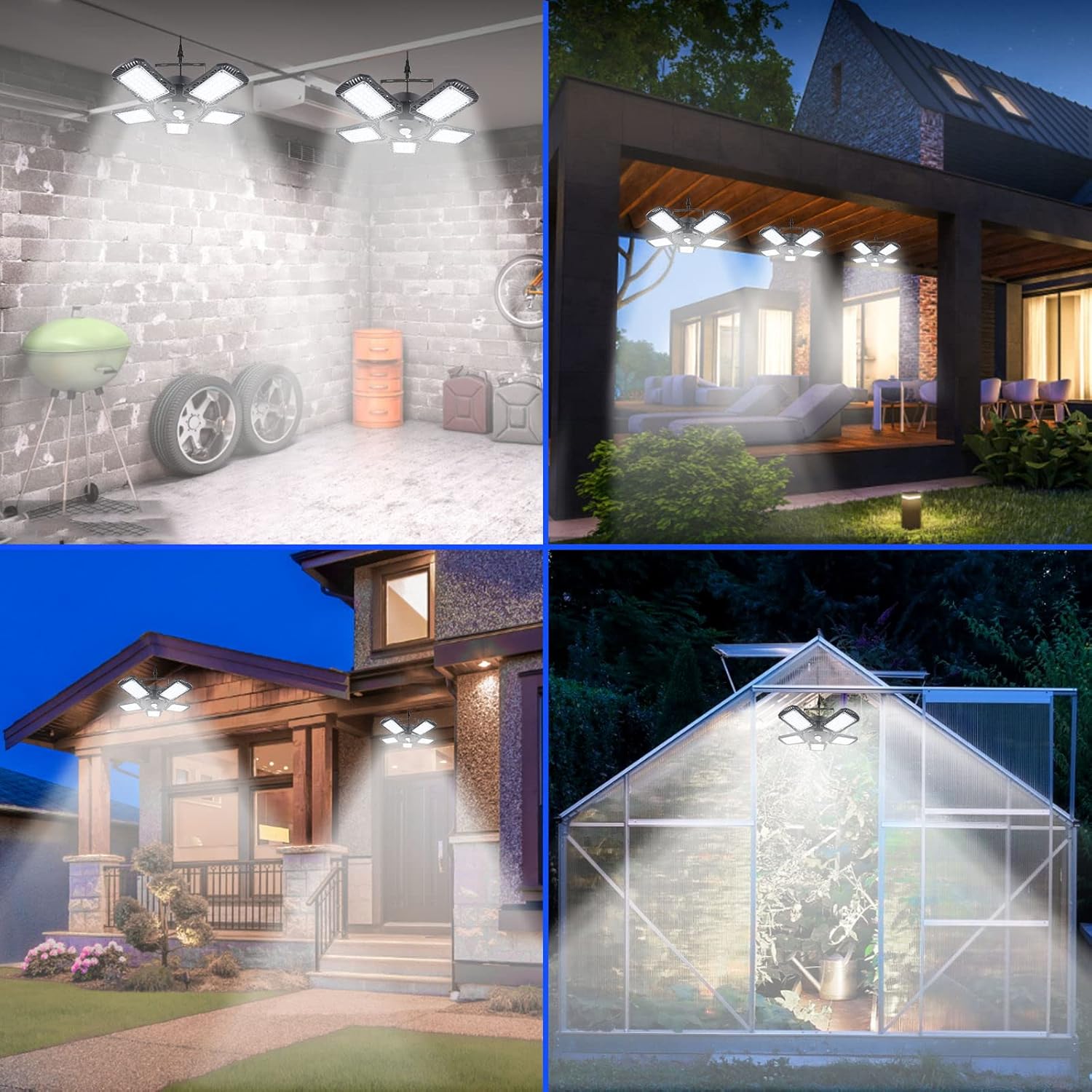 Solar Shed Light Indoor/Outdoor, Pendant Lights With Remote Control, 5 Heads Powered Gazebo Lights With 6 Lighting Modes for Porch, Garage, Home, Chicken Coop