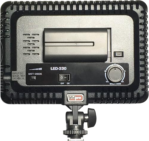 Miniatura 4 de Kit de luz Vidpro LED-330 para foto y video - Luz LED de panel para cámara - Luz ajustable y regulable se adapta a cámaras, videocámaras y DLSR con