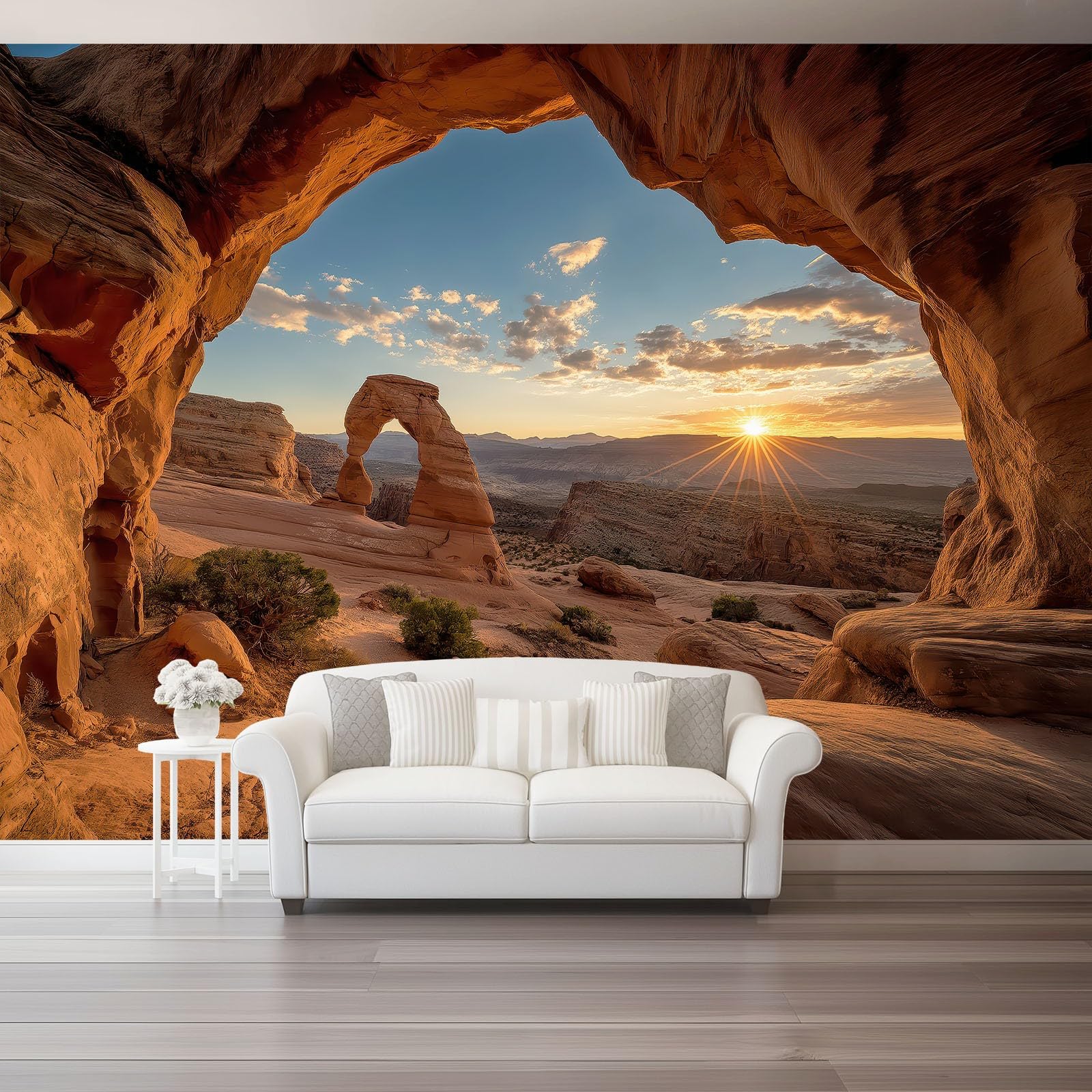 Papier peint panoramique intissé arche et lever de soleil 400x280 cm