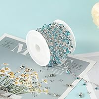 Vista 4 de YOUBEIYEE Cadenas de cuentas de cristal azul para hacer joyas, collar de plata de cristal colgante, cadenas para el tobillo, cadenas de bricolaje a