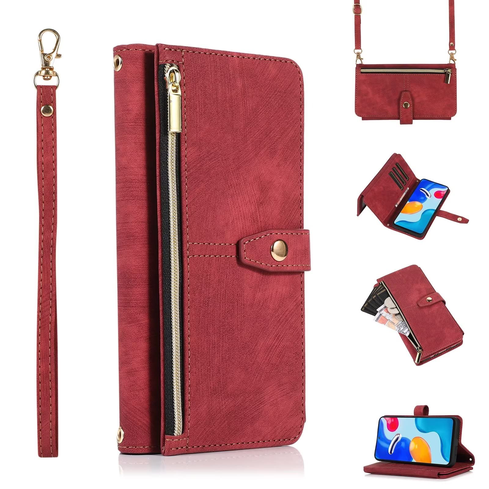 ESONG Cover Portafoglio Per Xiaomi 12T/12T Pro/Redmi K50 Ultra - Pelle Flip Con 9 Slot, Cordoncino E Supporto, Viola