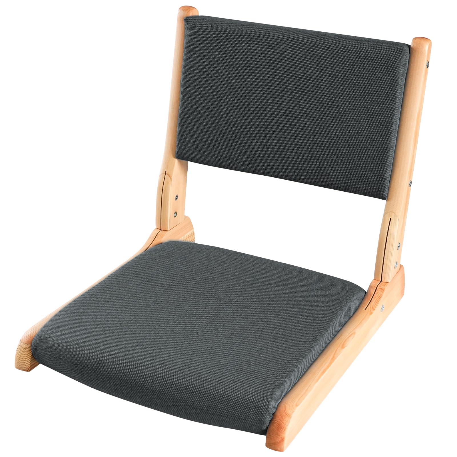 Japanese Floor Chair with Back Support, Foldable Meditation Chair, Legless Tatami Chair with Cushion, Floor Seat for Living Room, Bedroom, Bay Window (1, Black)