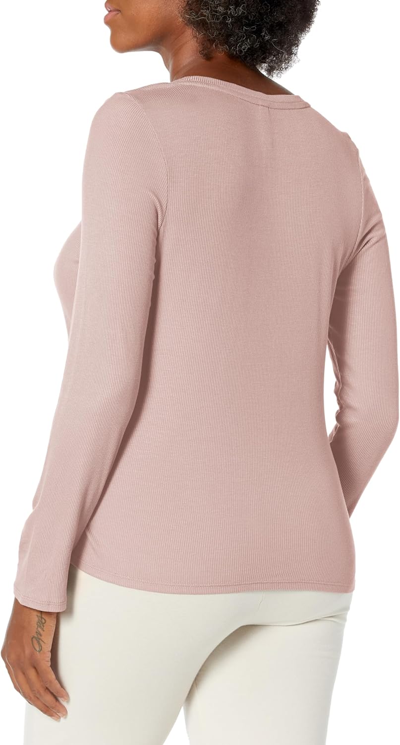 Steve Madden Womens Women's Ribbed Long-Sleeve Sleep TeeNight Shirt - Image 2