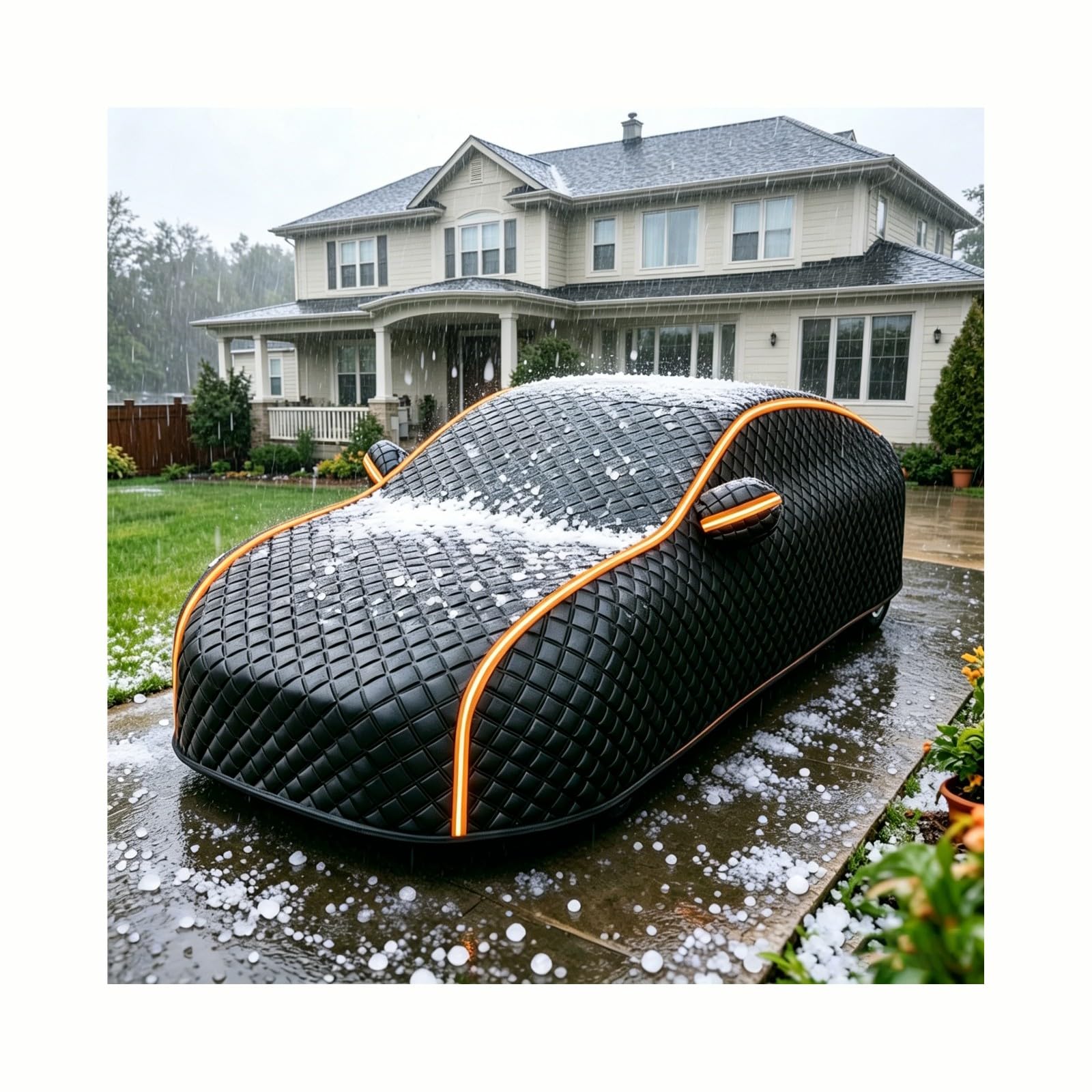 Funda Coche Antigranizo para Porsche Panamera Executive 2016-2020,Funda de Coche Reforzada Antiviento con Protección 6-en-1 Anti-Granizo, Protege contra Nieve, Polvo, Tormentas, Rayos UV
